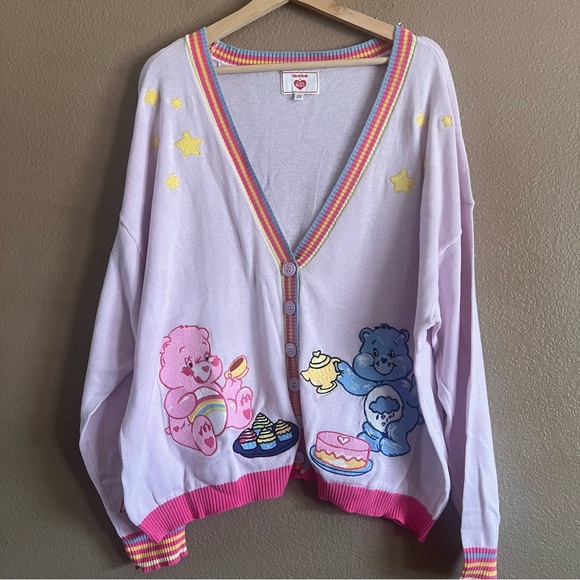 Modcloth Care Bears Cardigan with Pink and Yellow Stripes Size 2X NWT - Picture 1 of 11